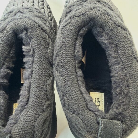 UGG Tazz Villa Knit Platform Booties Black Winter Slippers Size Women 9 - Picture 7 of 8